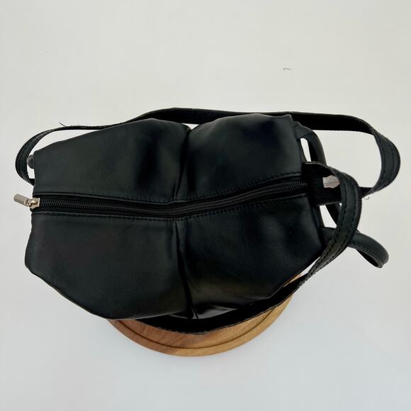 Florence Vanna Italian Leather Backpack Black Convertible Sling Crossbody Bag main image 12